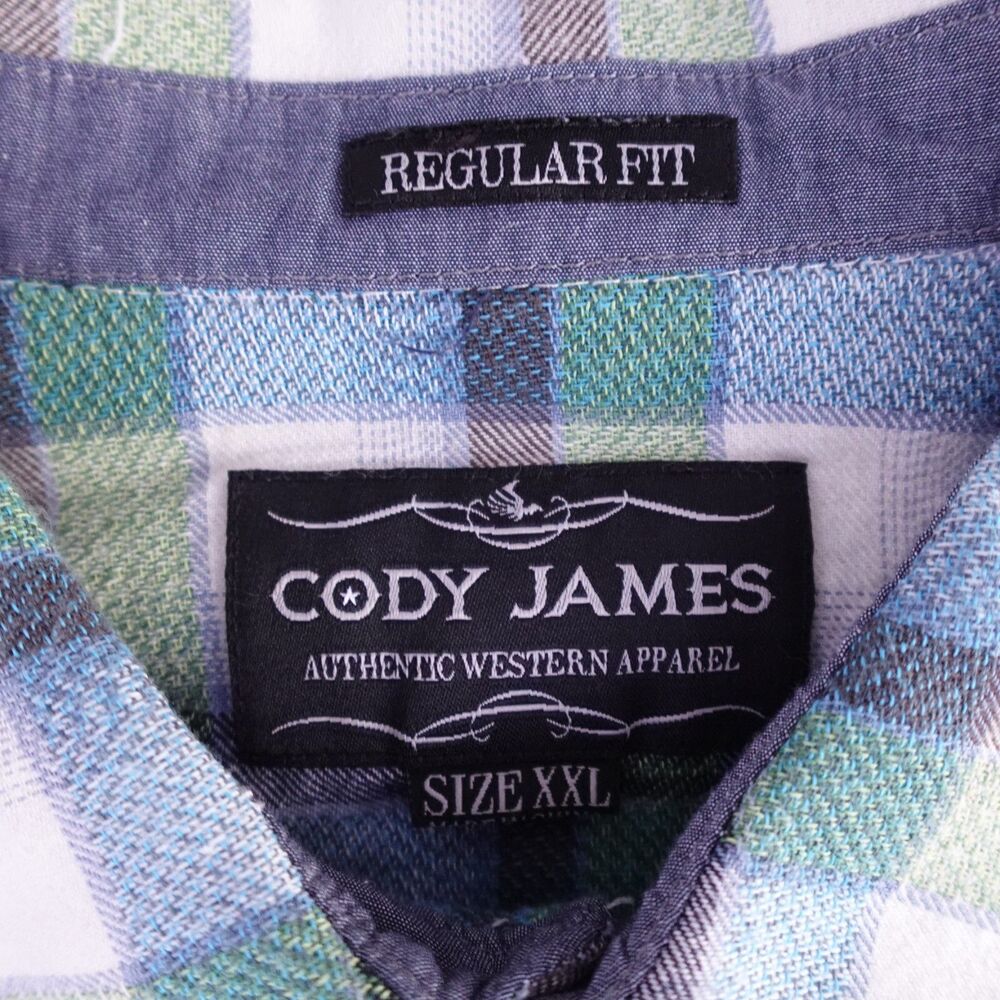 Cody James Shirt Men 2XL XXL Green Plaid Western Long Sleeve Pearl Snap Cowboy